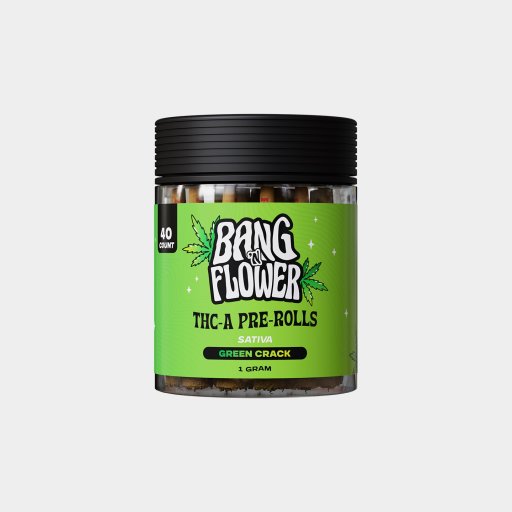 Bang'n Flower THC-A 1G Pre Roll Green Crack 40ct Jar *SAT