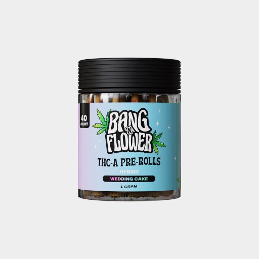 Bang'n Flower THC-A 1G Pre Roll Wedding Cake 40ct Jar *HYB*